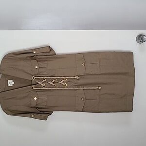 Milly dress.  Size 4.  Linen and tencel blend.  Khaki.  Side zip.